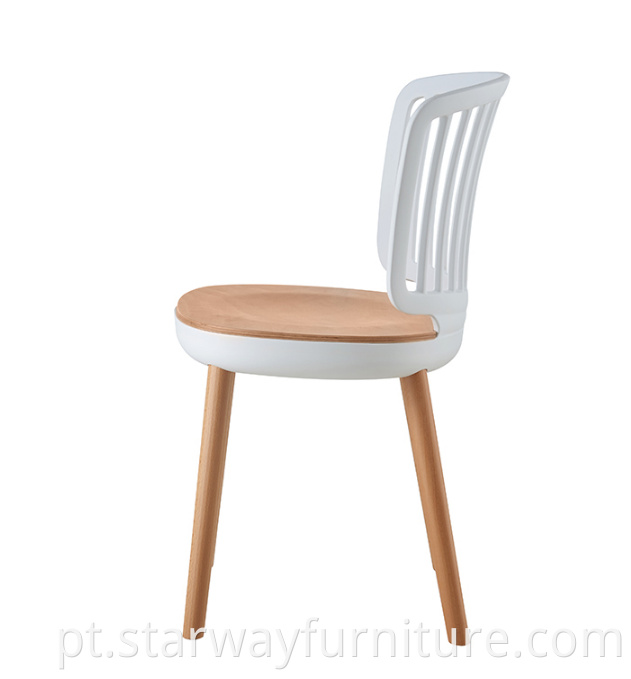 Slat Plastic Back Wood Chair